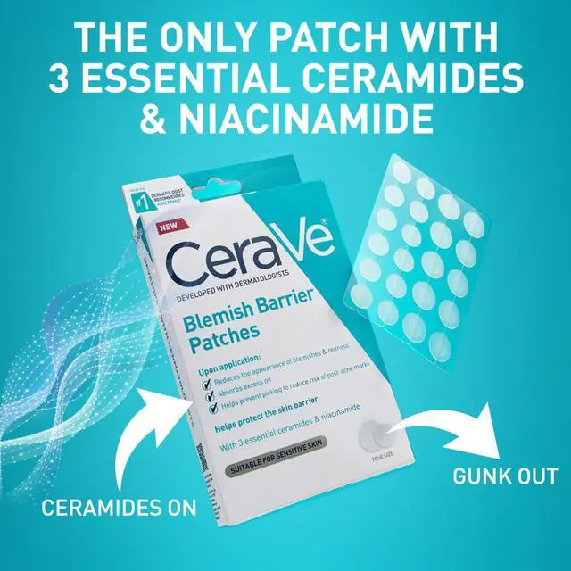 Alt view image 4 of 7 - CeraVe Hydrocolloid Pimple Patches with Niacinamide, Ultra-Thin, 22ct | Absorbs Oil with Niacinamide and Ceramides, Ultra-Thin Acne Patches That Blend Into All Skin Tones, For Sensitive Skin