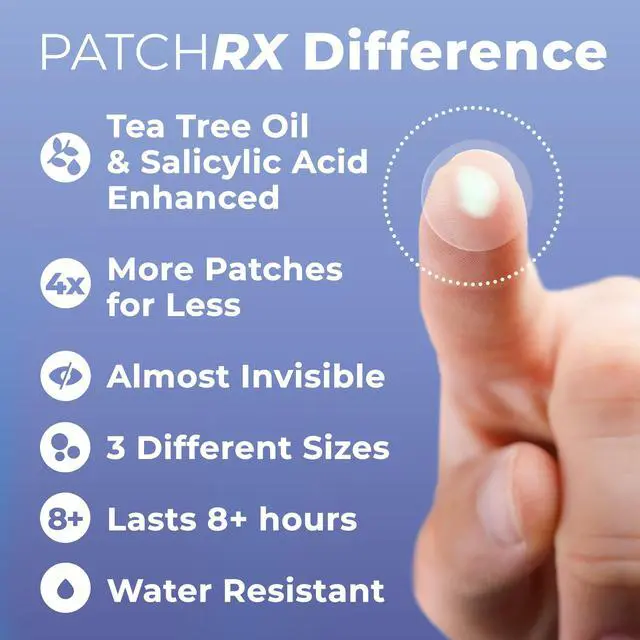 Alt view image 3 of 7 - PatchRx Salicylic Pimple Patches (120 Pack), Salicylic Acid Acne Patches with Tea Tree Oil - Zit Patch and Pimple Stickers for Face for Skin Care - Salicylic Acid Acne Dots (Packaging May Vary)