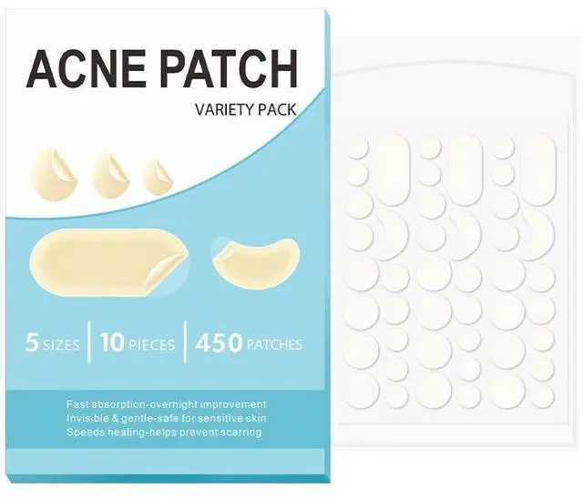 Main image of ANNISHER 5 Size Acne Spot Dots Acne Pimple Patches for Covering Zits Blemishes Ultra Thin Spot Stickers for Face 10Pcs(450 Patches)