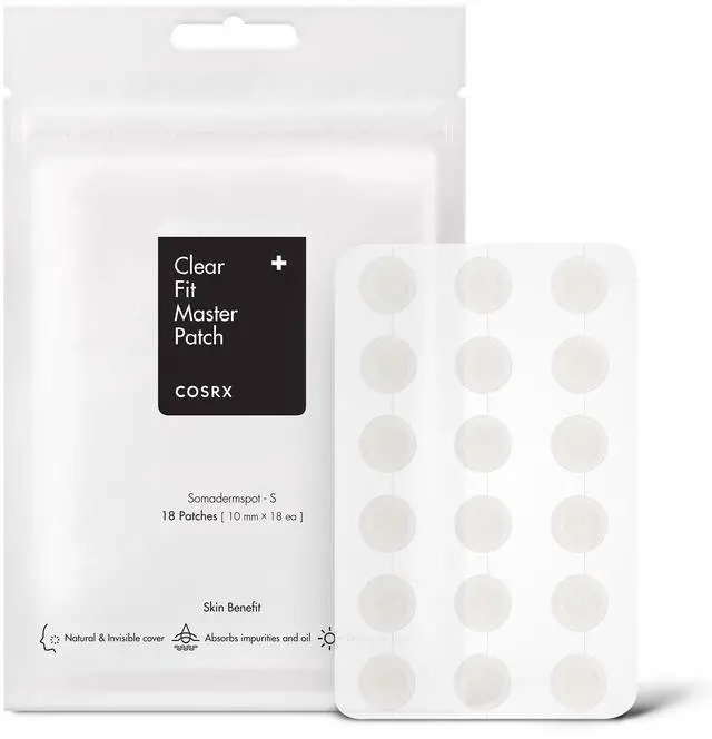 Main image of COSRX Clear Fit Invisible Master Patch, Ultra-Thin Spot Cover (18 Counts) | Seamless Hydrocolloid Pimple Stickers for Invisible Spot Coverage, Quick & Easy Blemish Care, Korean Skin Care, Pore Care