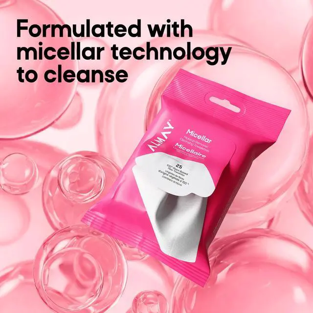 Alt view image 4 of 7 - Almay Micellar Makeup Remover Cleansing Towelettes, 25 Count | Micellar towelettes remove makeup, dirt, and oil easily and effectively. Skin feels fresh and moisturized.