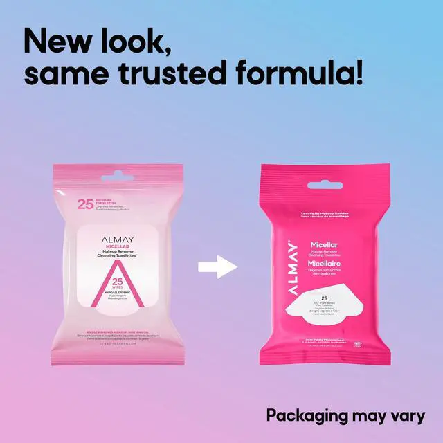 Alt view image 6 of 7 - Almay Micellar Makeup Remover Cleansing Towelettes, 25 Count | Micellar towelettes remove makeup, dirt, and oil easily and effectively. Skin feels fresh and moisturized.