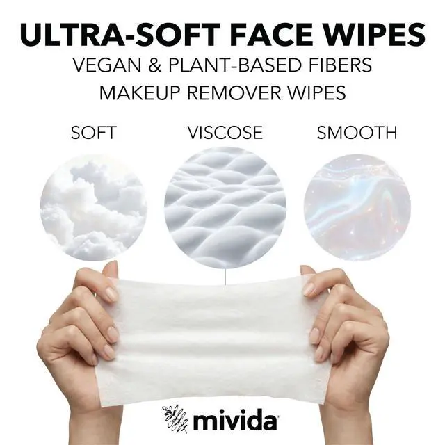 Alt view image 4 of 7 - mivida Hypoallergenic Makeup Remover Wipes With Hyaluronic Acid, Dermatologist Tested Alcohol Free & Fragrance Free Makeup Wipes For Sensitive Skin, Make Up Remover, Travel Friendly 2 × 25 Count