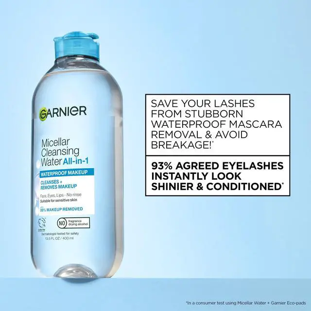 Alt view image 4 of 7 - Garnier SkinActive Micellar Water For Waterproof Makeup, Facial Cleanser & Makeup Remover, 13.5 Fl Oz (400mL), 1 Count (Packaging May Vary)