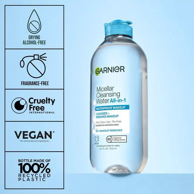 Alt view image 6 of 7 - Garnier SkinActive Micellar Water For Waterproof Makeup, Facial Cleanser & Makeup Remover, 13.5 Fl Oz (400mL), 1 Count (Packaging May Vary)