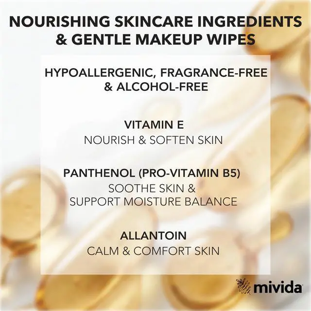 Alt view image 3 of 7 - mivida 40 Count Hypoallergenic Makeup Wipes Individually Wrapped with Vitamin E | Dermatologist Tested Face Wipes | Alcohol-Free, Fragrance Free Individual Makeup Remover Wipes for Sensitive Skin