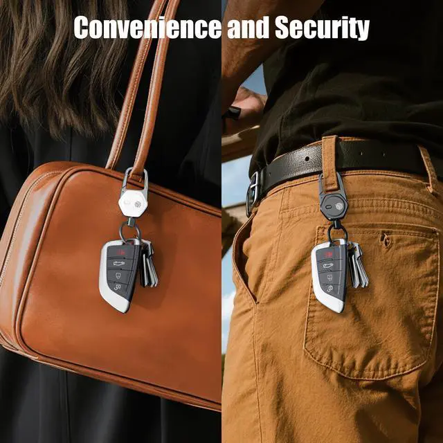 Alt view image 6 of 7 - Oaridey Keychain, Works with Apple Find My, Carabiner Car Key Chain with GPS Tracker, Heavy Duty Key Finder for Luggage, Bags, Anti-Lost Key Tracker with 2-Year Battery Life, High-Precision, White