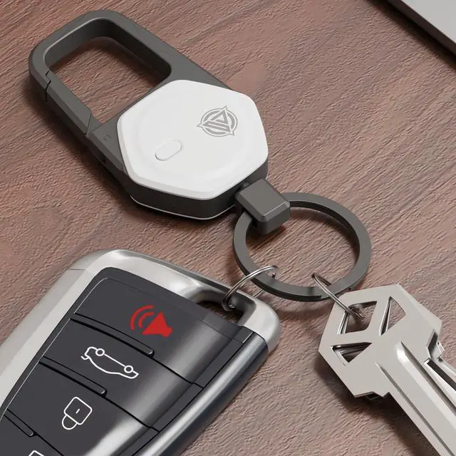 Alt view image 7 of 7 - Oaridey Keychain, Works with Apple Find My, Carabiner Car Key Chain with GPS Tracker, Heavy Duty Key Finder for Luggage, Bags, Anti-Lost Key Tracker with 2-Year Battery Life, High-Precision, White
