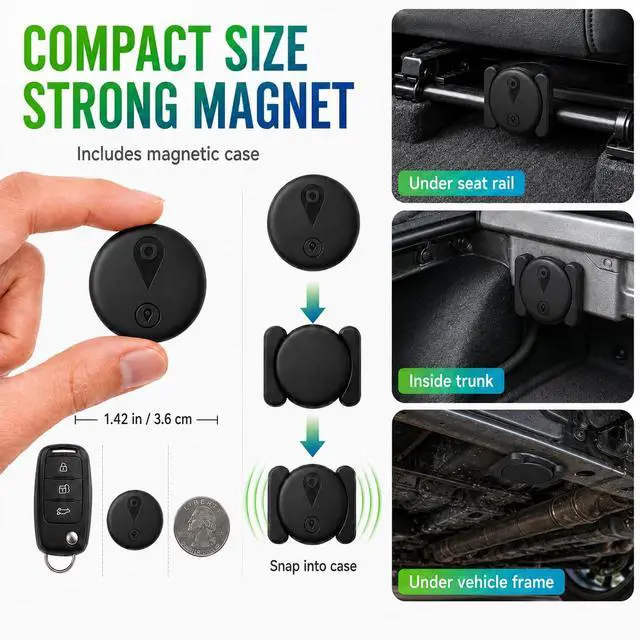 Alt view image 5 of 7 - GPS Tracker for Vehicles, Mini Hidden Magnetic Car Locator with Real-Time Tracking, Works with Apple Find My, No Monthly Fee or SIM Card, IP67 Waterproof, 365-Day Battery, iOS Only, Black