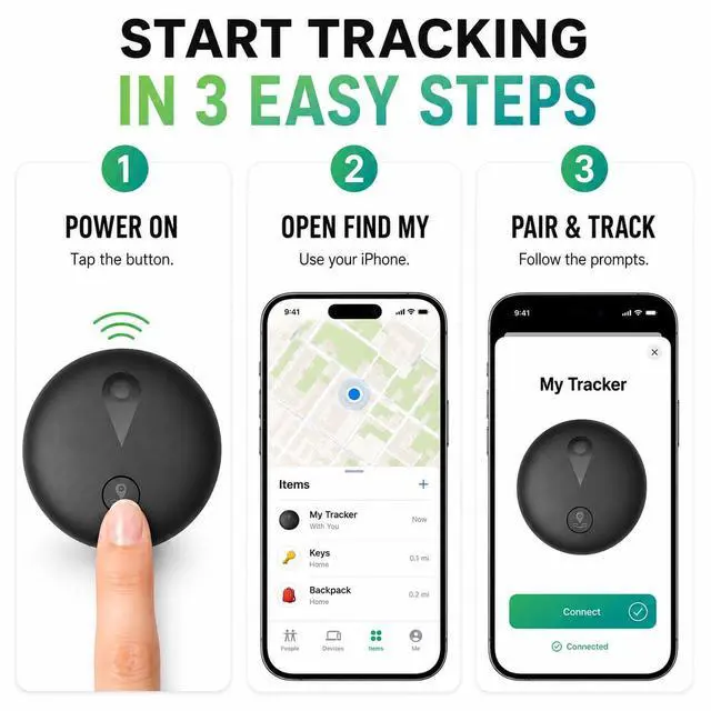 Alt view image 6 of 7 - GPS Tracker for Vehicles, Mini Hidden Magnetic Car Locator with Real-Time Tracking, Works with Apple Find My, No Monthly Fee or SIM Card, IP67 Waterproof, 365-Day Battery, iOS Only, Black