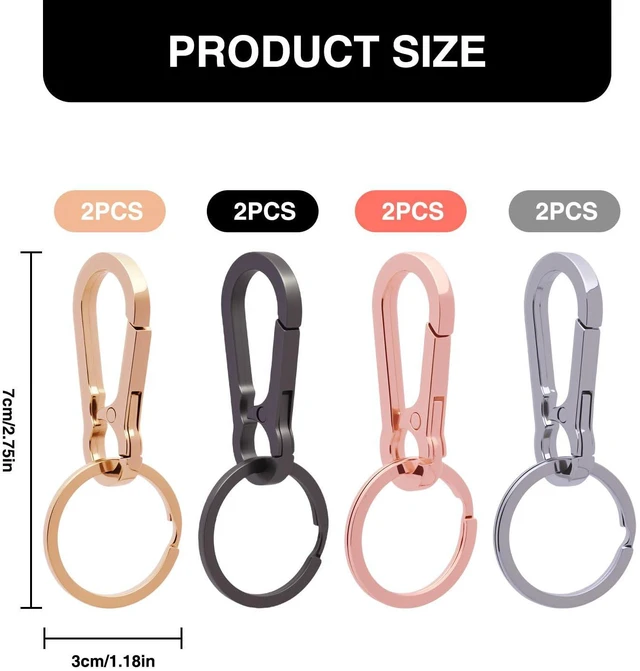 Alt view image 2 of 7 - LOGJAM 8 PCS Metal Keychains for Women Men, Cute Cool Carabiner Key Chain Ring Clip Holder Organizer Key Finder for Home Car Accessories
