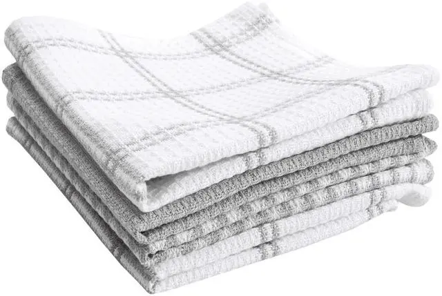 Main image of T-Fal Premium Waffle Dish Cloths: Highly Absorbent, Super Soft Long Lasting - 100% Cotton, 12"x13" Towel for Cleaning & Drying, (4-Pack), Grey