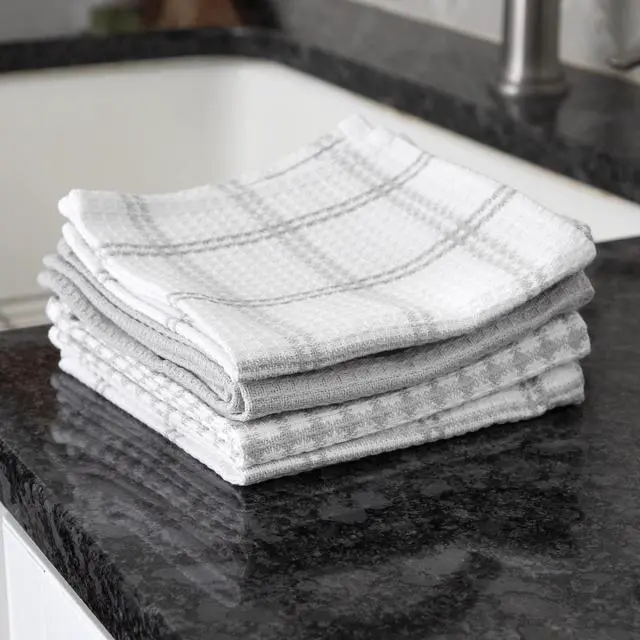 Alt view image 5 of 6 - T-Fal Premium Waffle Dish Cloths: Highly Absorbent, Super Soft Long Lasting - 100% Cotton, 12"x13" Towel for Cleaning & Drying, (4-Pack), Grey