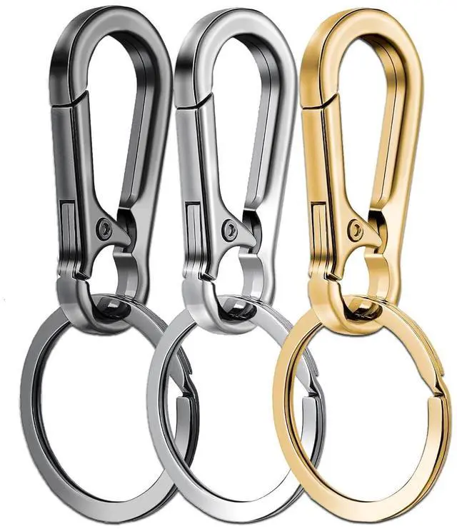 Main image of 3 Pack Metal Keychains with Carabiner Clip, Key Ring Holder Organizer | Key Chain Finder for Home & Car, Stylish and Durable