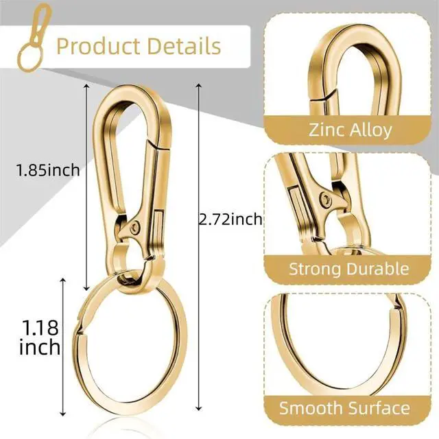 Alt view image 2 of 6 - 3 Pack Metal Keychains with Carabiner Clip, Key Ring Holder Organizer | Key Chain Finder for Home & Car, Stylish and Durable