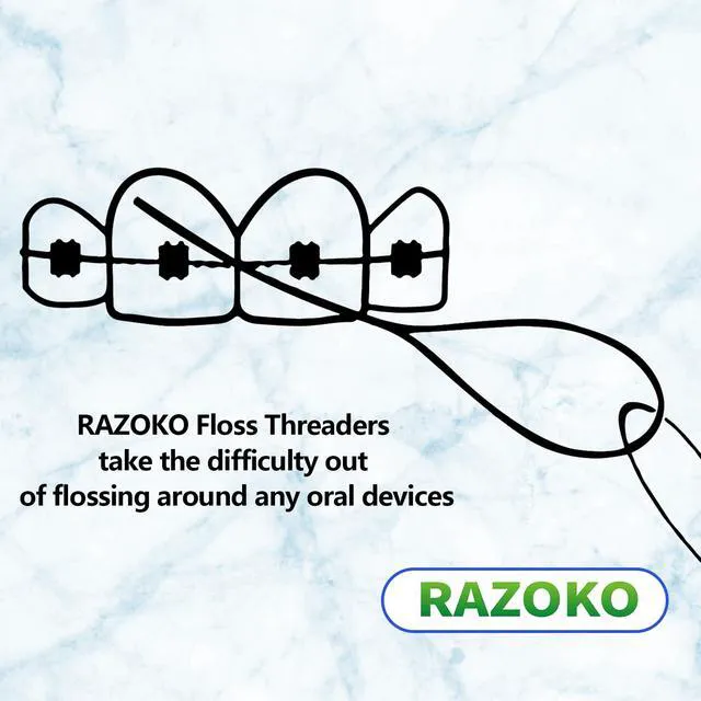 Alt view image 6 of 7 - RAZOKO Dental Floss Threaders for Braces & Orthodontic Care | 210 Count Nylon Threader with Travel Case for Bridges, Implants & Crowns