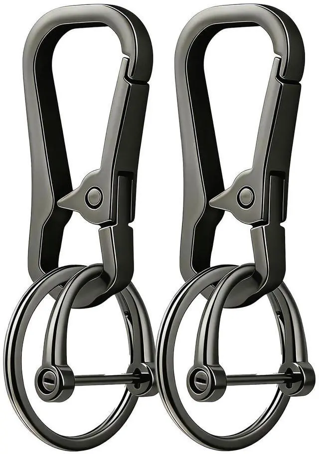 Main image of hejojoyzao Metal Key Chain Carabiner Clip with Key Ring and D Ring | Heavy duty build, full accessory packs, quick release, multi purpose hook, belt loop holder, separate home and car fob sets