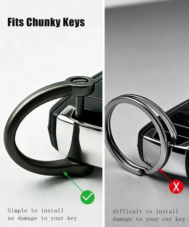 Alt view image 3 of 7 - hejojoyzao Metal Key Chain Carabiner Clip with Key Ring and D Ring | Heavy duty build, full accessory packs, quick release, multi purpose hook, belt loop holder, separate home and car fob sets