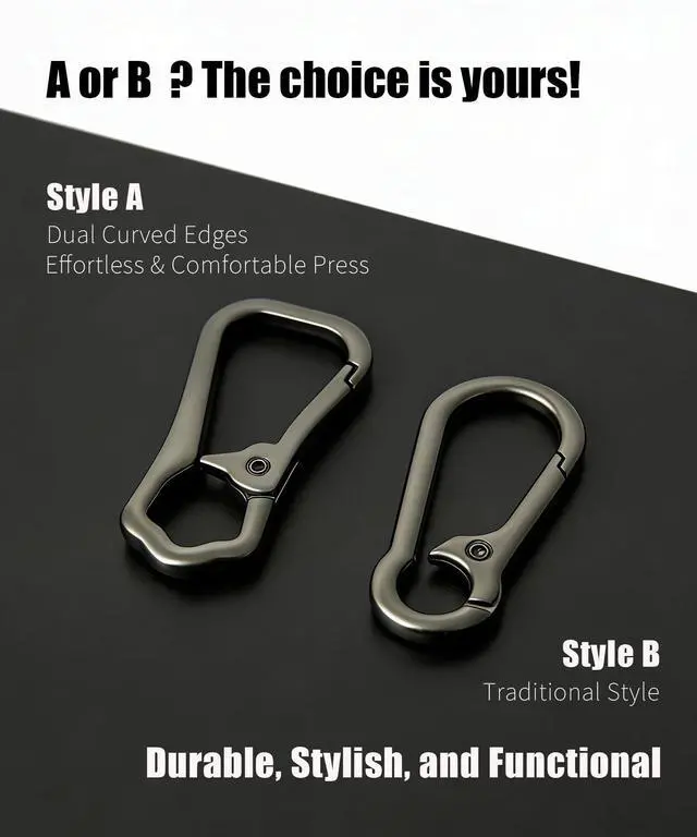 Alt view image 7 of 7 - hejojoyzao Metal Key Chain Carabiner Clip with Key Ring and D Ring | Heavy duty build, full accessory packs, quick release, multi purpose hook, belt loop holder, separate home and car fob sets