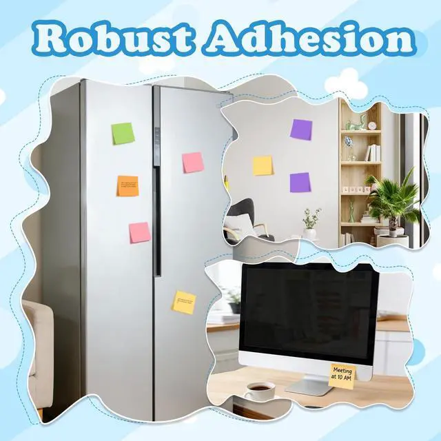 Alt view image 4 of 5 - 3x3 Inch 8 Pack Self-Stick Sticky Notes, 480 Total Sheets, Colorful Memo Pads for Home, Office & School