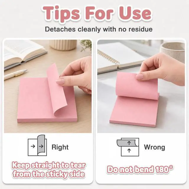 Alt view image 4 of 7 - Sticky Notes 3x3 in., Soft Colors Self-Stick Pads it, Easy to Post, 6 Pads | Sticky Notes Bulk, Back to School Supplies, Memo Pads Office, Study, Reminders and To Do Lists, 100 Sheets/Pad