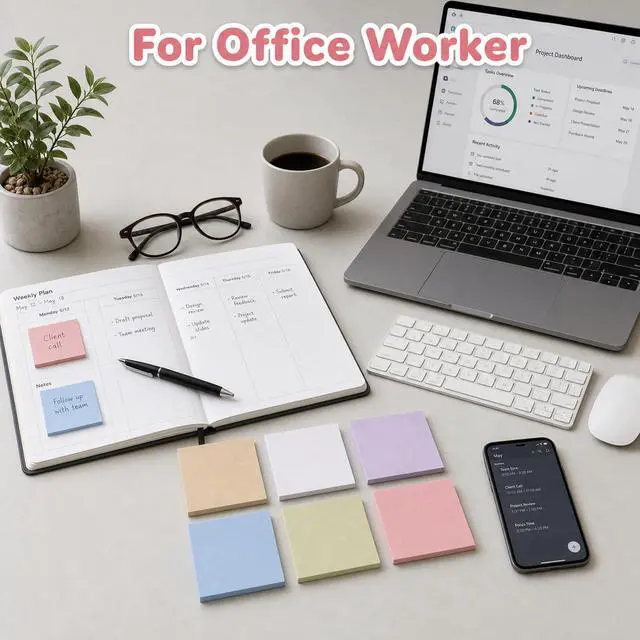 Alt view image 6 of 7 - Sticky Notes 3x3 in., Soft Colors Self-Stick Pads it, Easy to Post, 6 Pads | Sticky Notes Bulk, Back to School Supplies, Memo Pads Office, Study, Reminders and To Do Lists, 100 Sheets/Pad
