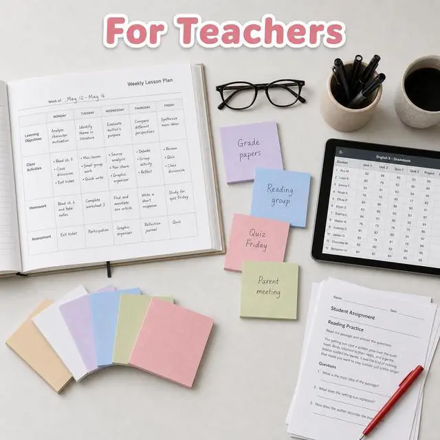 Alt view image 5 of 7 - Sticky Notes 3x3 in., Soft Colors Self-Stick Pads it, Easy to Post, 6 Pads | Sticky Notes Bulk, Back to School Supplies, Memo Pads Office, Study, Reminders and To Do Lists, 100 Sheets/Pad