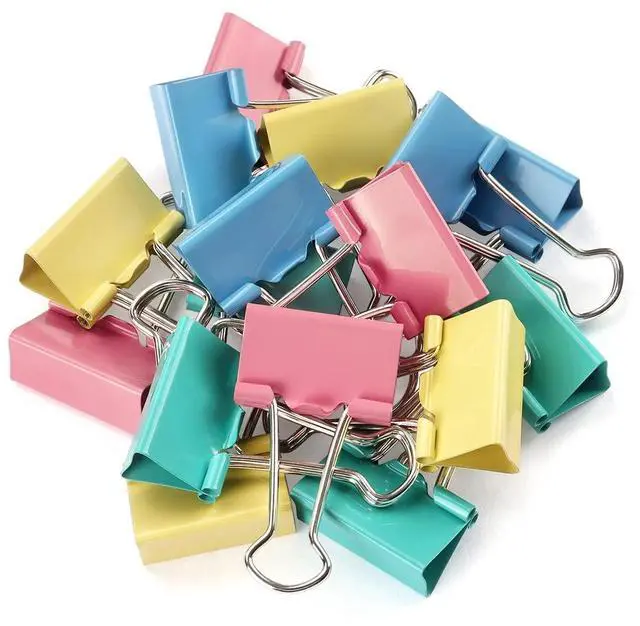 Main image of ZZTX 48 Pack Small Binder Clips 1.0 Inches Assorted Colors | Paper Clamps Clips, Durable steel, Strong clip, Color-coded