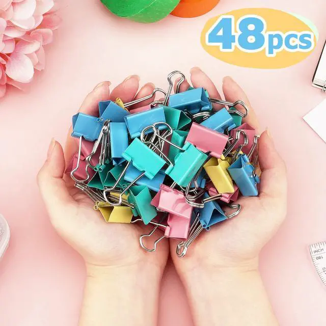 Alt view image 6 of 7 - ZZTX 48 Pack Small Binder Clips 1.0 Inches Assorted Colors | Paper Clamps Clips, Durable steel, Strong clip, Color-coded