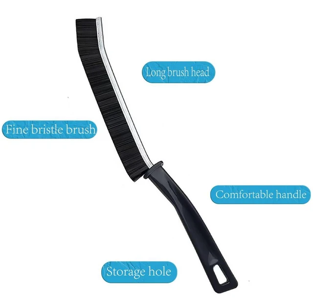 Alt view image 2 of 7 - Hard Bristle Crevice Cleaning Brush.Multi-Purpose New Cleaning Brush Tool, Black Bristles with Ergonomic Grip Bathroom Gap Brush, Home, Kitchen, Bathroom, Faucets, Toilet,Window, Vehicle, (4)