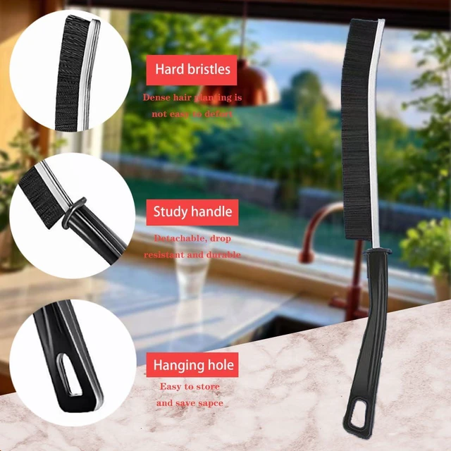 Alt view image 4 of 7 - Hard Bristle Crevice Cleaning Brush.Multi-Purpose New Cleaning Brush Tool, Black Bristles with Ergonomic Grip Bathroom Gap Brush, Home, Kitchen, Bathroom, Faucets, Toilet,Window, Vehicle, (4)
