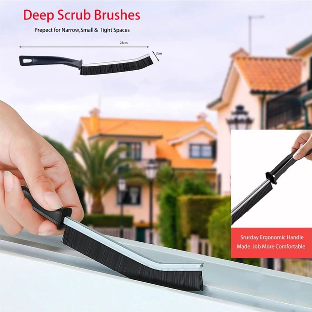 Alt view image 5 of 7 - Hard Bristle Crevice Cleaning Brush.Multi-Purpose New Cleaning Brush Tool, Black Bristles with Ergonomic Grip Bathroom Gap Brush, Home, Kitchen, Bathroom, Faucets, Toilet,Window, Vehicle, (4)