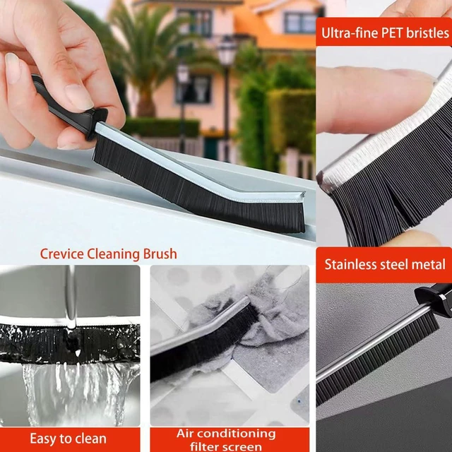 Alt view image 7 of 7 - Hard Bristle Crevice Cleaning Brush.Multi-Purpose New Cleaning Brush Tool, Black Bristles with Ergonomic Grip Bathroom Gap Brush, Home, Kitchen, Bathroom, Faucets, Toilet,Window, Vehicle, (4)