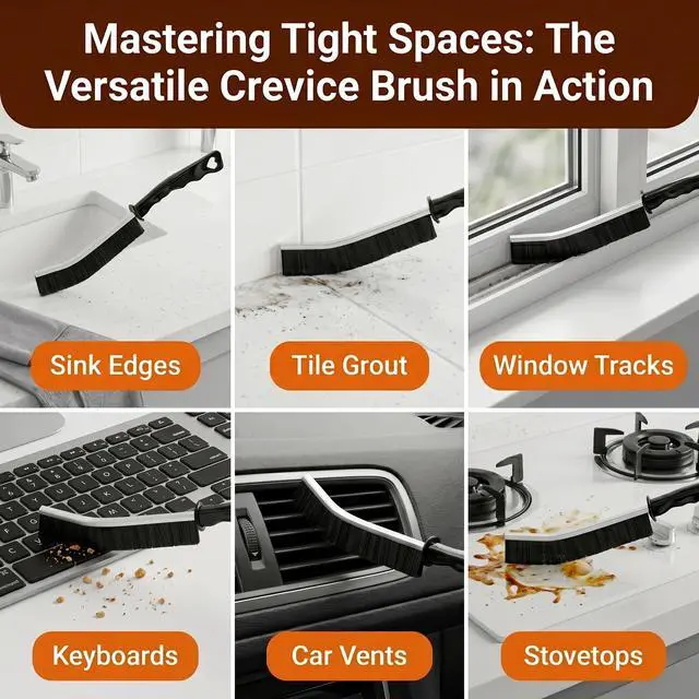 Alt view image 4 of 7 - 4 Pack Hard Bristle Crevice Cleaning Brushes Set Multipurpose Gap Grout Scrubber Small Scrub Brush Cleaning Tools for Shower Window Tracks Sliding Door Bathroom Sink Detailing Narrow Space Wash Toilet