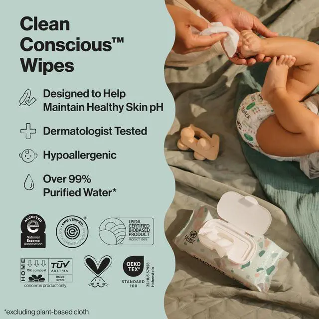 Alt view image 2 of 7 - The Honest Company Multi-Use Baby Wipes, Terrazzo, 36 Count | Baby Wipes, 36 Ct. Hypoallergenic, Plant-Based, 99% Water, Dermatologist Tested, Compostable. For Sensitive Skin.