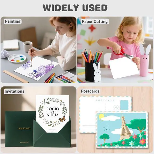 Alt view image 7 of 7 - White Cardstock 8.5 X 11, 40 Sheets Card Stock, 75lb/ 200gsm Copy Paper | Ciphyfee Cardstock Printer Paper For Art, Drawing, Invitations, DIY Cards, Watercolor, Construction, School & Office Supplies