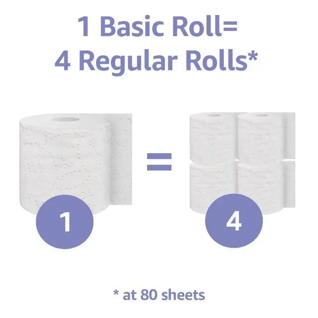 Alt view image 3 of 5 - Amazon Basics 2-Ply Toilet Paper, 12 Mega Rolls (Equal to 48 Regular Rolls), 350 Sheets per Roll, Unscented, Septic Safe