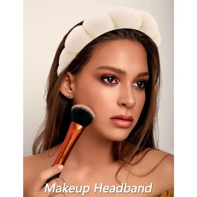 Alt view image 3 of 7 - 6 Pack Spa Headband, Makeup Headband, Face Wash Headbands, Skincare Headbands, Brown Sponge Hair Band Bow Tie Spa Head Band for Washing Face Wristband Set Hair Accessories for Women