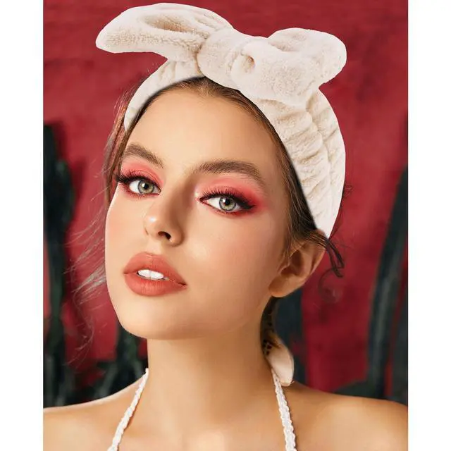 Alt view image 5 of 7 - 6 Pack Spa Headband, Makeup Headband, Face Wash Headbands, Skincare Headbands, Brown Sponge Hair Band Bow Tie Spa Head Band for Washing Face Wristband Set Hair Accessories for Women