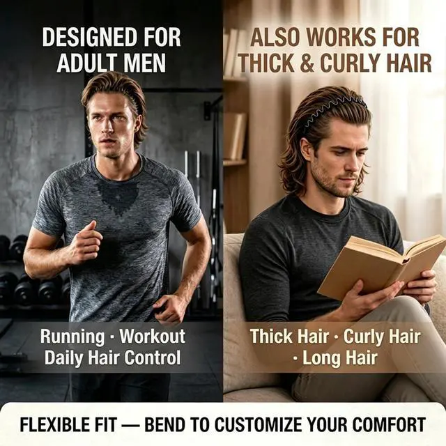 Alt view image 3 of 7 - Metal Headband for Men, Zig Zag Wire Hair Band, Non Slip 2 Pcs | Zig zag teeth provide strong non-slip grip and secure hold for men's hair control. Includes 2 pieces