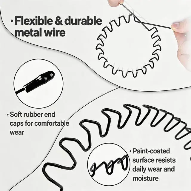 Alt view image 2 of 7 - Metal Headband for Men, Zig Zag Wire Hair Band, Non Slip 2 Pcs | Zig zag teeth provide strong non-slip grip and secure hold for men's hair control. Includes 2 pieces