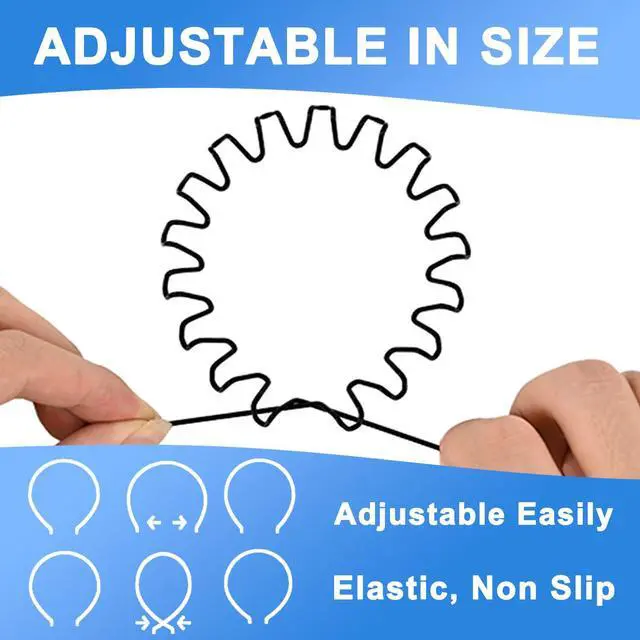 Alt view image 7 of 7 - Metal Headband for Men, Zig Zag Wire Hair Band, Non Slip 2 Pcs | Zig zag teeth provide strong non-slip grip and secure hold for men's hair control. Includes 2 pieces