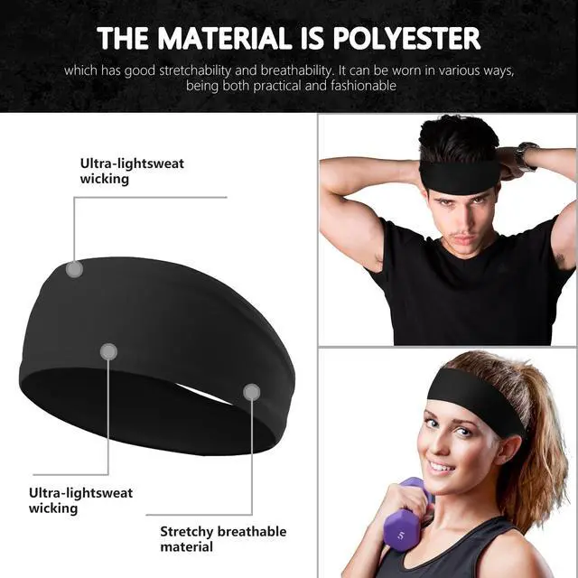 Alt view image 3 of 7 - Men's Metal Headband, Men's Neutral Black Wavy Spring Outdoor Sports 6-Piece Set, Headband for Men and Women, Suitable for Running, Cycling, Sports, Yoga