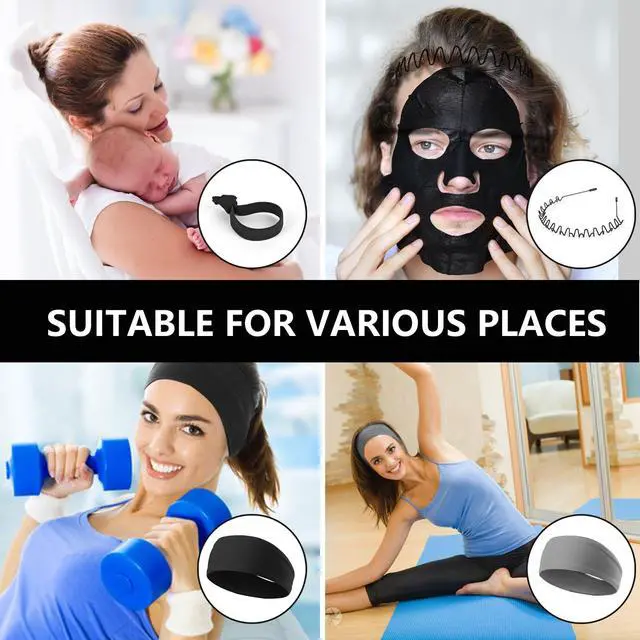 Alt view image 7 of 7 - Men's Metal Headband, Men's Neutral Black Wavy Spring Outdoor Sports 6-Piece Set, Headband for Men and Women, Suitable for Running, Cycling, Sports, Yoga