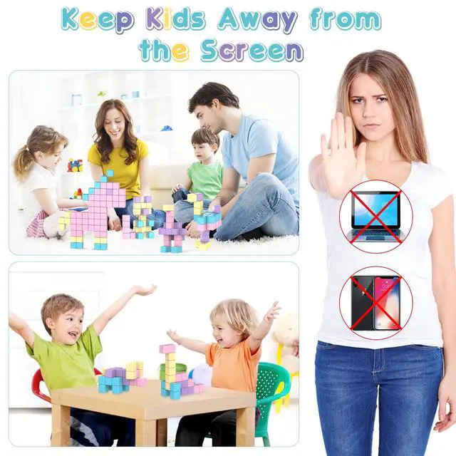 Alt view image 4 of 7 - Magnetic Building Blocks Toys fo Girls Boys Age 3-5 5-7 4-8 | Macaron Magnetic Blocks Stem Sensory Toys, Preschool Learning Activities Birthday for 3 4 5 6 7 Year Old Boys Girls