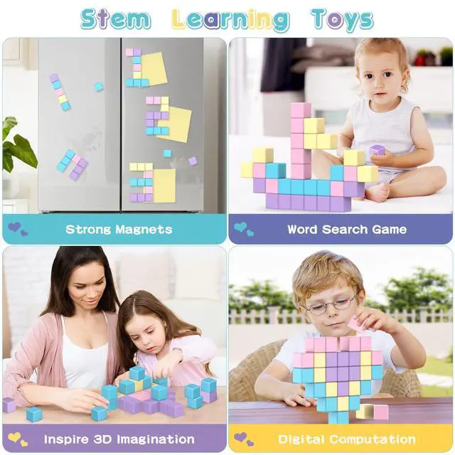Alt view image 5 of 7 - Magnetic Building Blocks Toys fo Girls Boys Age 3-5 5-7 4-8 | Macaron Magnetic Blocks Stem Sensory Toys, Preschool Learning Activities Birthday for 3 4 5 6 7 Year Old Boys Girls