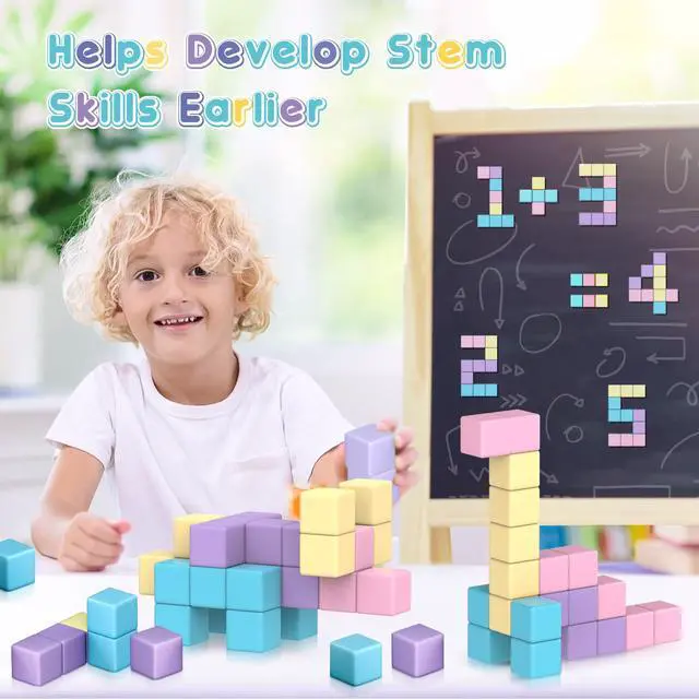 Alt view image 6 of 7 - Magnetic Building Blocks Toys fo Girls Boys Age 3-5 5-7 4-8 | Macaron Magnetic Blocks Stem Sensory Toys, Preschool Learning Activities Birthday for 3 4 5 6 7 Year Old Boys Girls