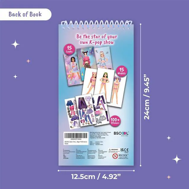 Alt view image 2 of 6 - Kpop Sticker Book Girls Fashion Design Activity for Kids | Dress up K-Pop singers with stickers and style guides; creative performance fashion fun for girls ages 5 and up.