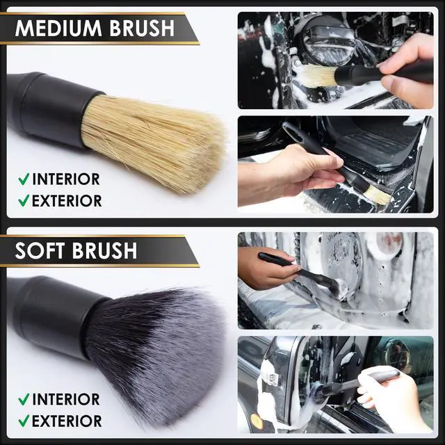 Alt view image 5 of 7 - Yours Car Detailing Brush Kit, Interior & Exterior Car Cleaning Brush Set, Auto Detailing Tools for Interior Cleaner, 5 Pack, Black