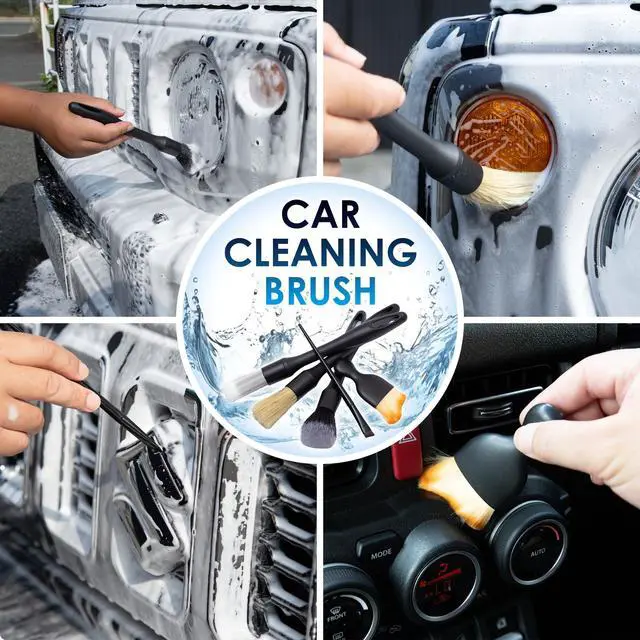 Alt view image 3 of 7 - Yours Car Detailing Brush Kit, Interior & Exterior Car Cleaning Brush Set, Auto Detailing Tools for Interior Cleaner, 5 Pack, Black